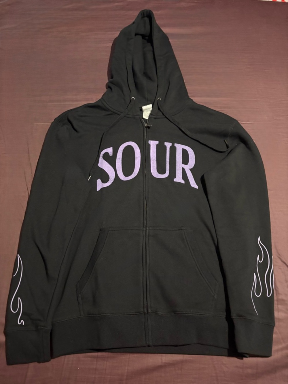 Olivia Rodrigo SOUR Merch Zip Up Hoodie💜 Size M + FREE Patches